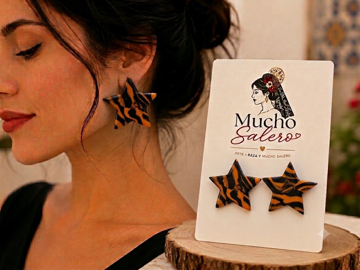 Pendientes Estrellita Negra y Naranja