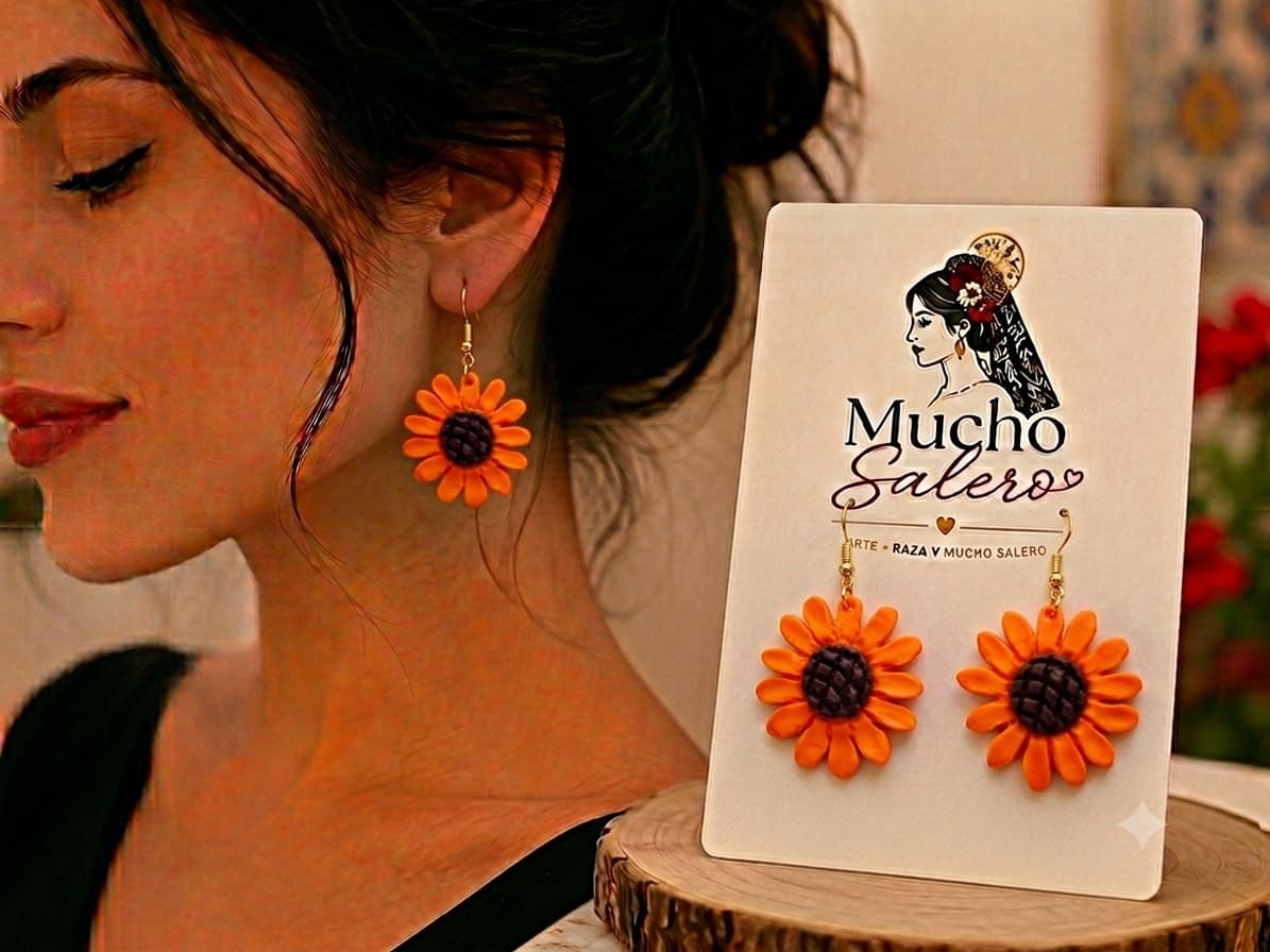 Pendientes Girasol Naranja