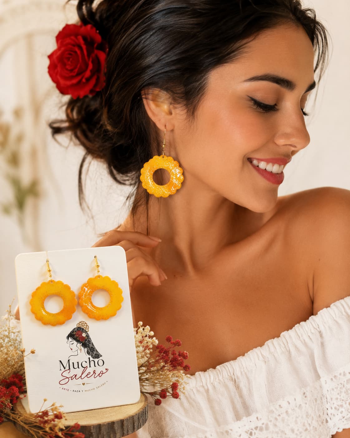 Pendientes Margarita Redonda Naranja