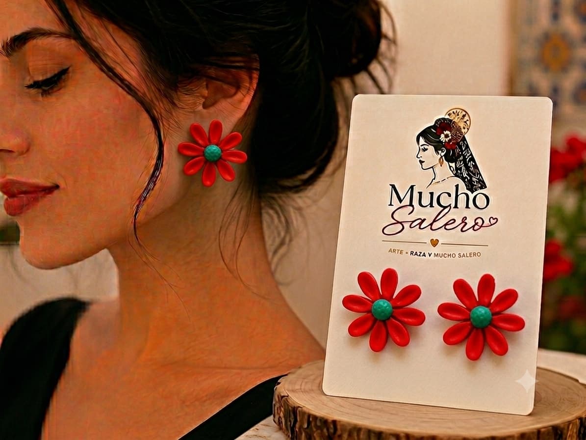 Pendientes Margarita Roja